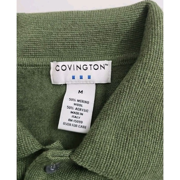 Covington ~Men's Size M~ Olive Green Pullover Wool Blend Sweater Made in Italy. - Picture 9 of 9